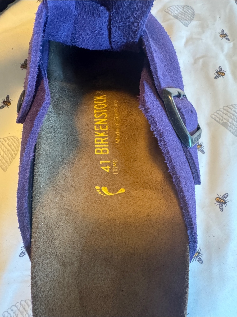 Birkenstock Purple Suede Boston Clogs with Buckle - Picture 5 of 6